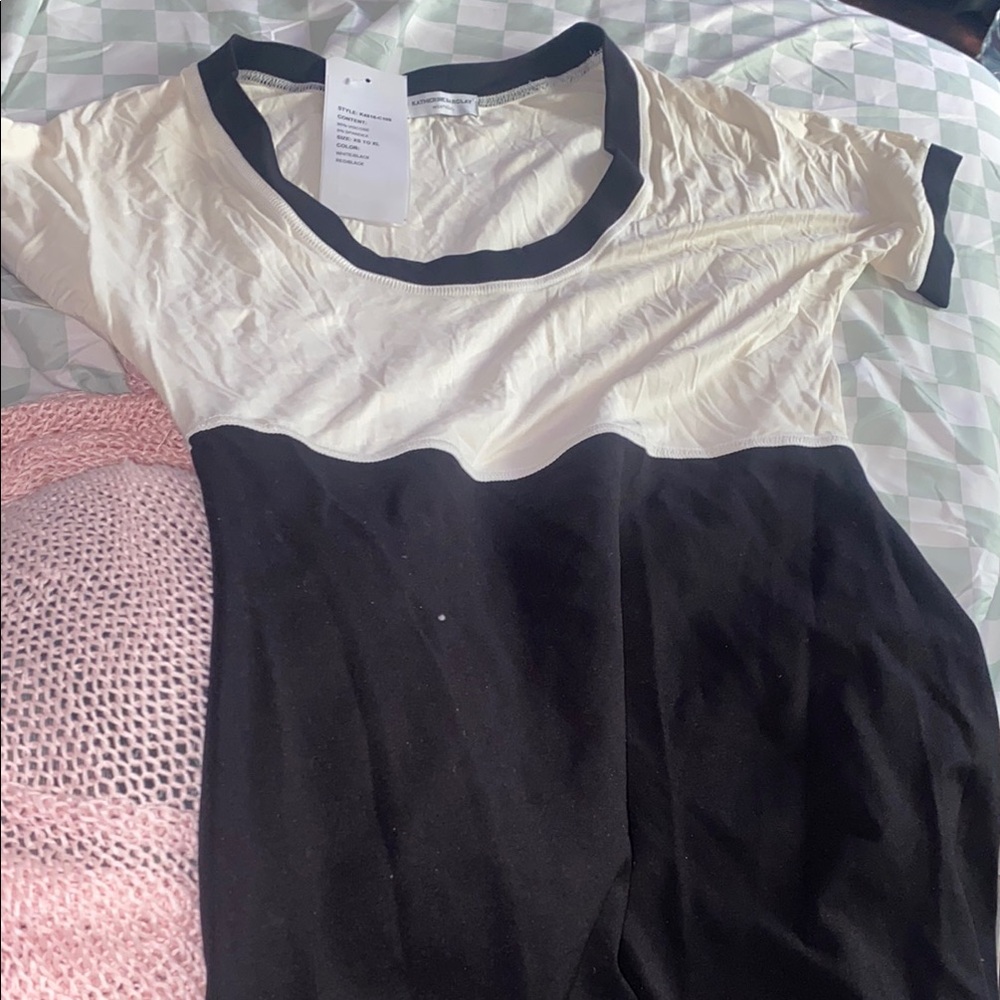 Katherine Barclay Black and White Raglan High Low Dress